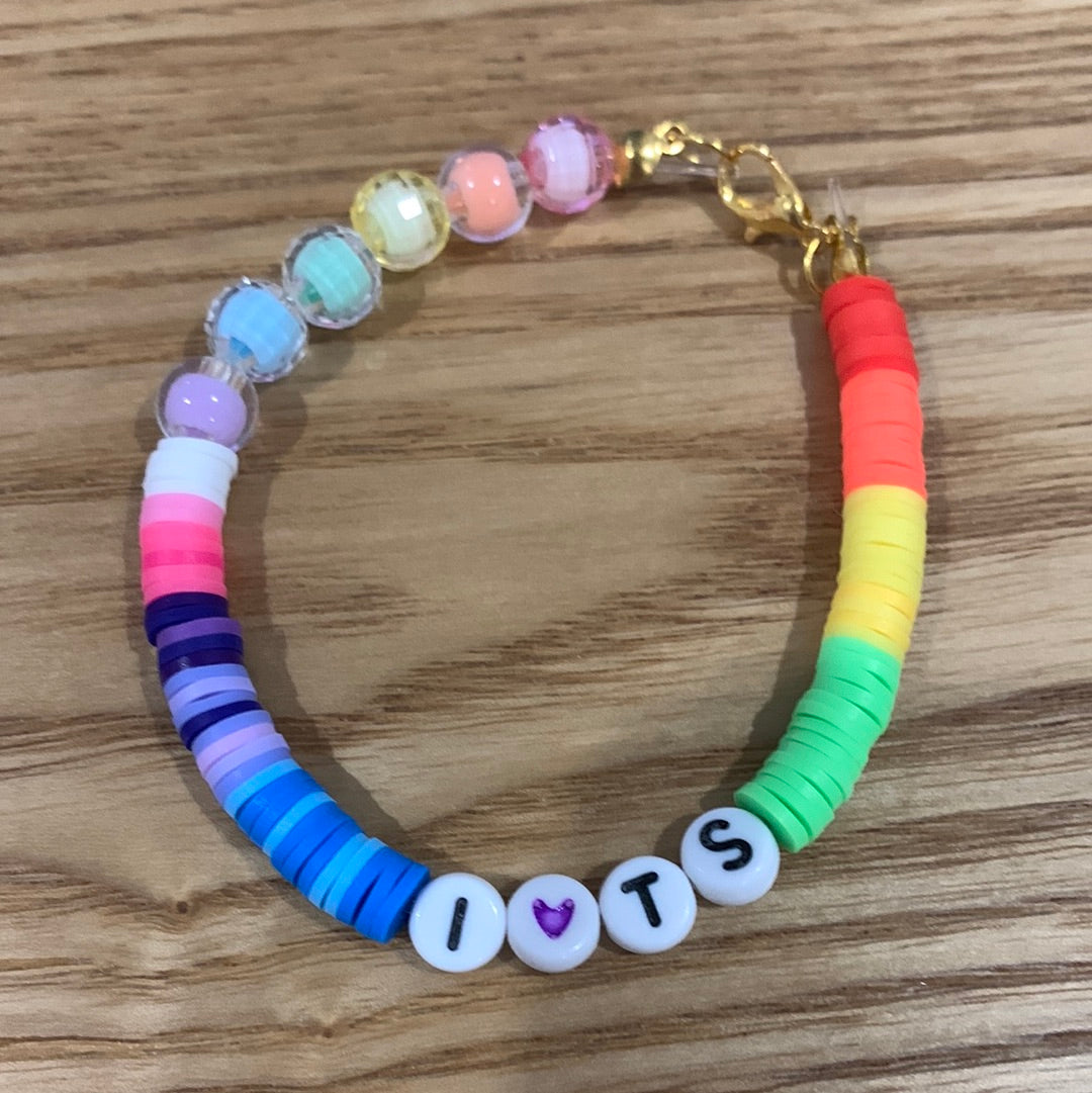 Friendship Eras tour rainbow I💜TS bracelet adult size 20cm